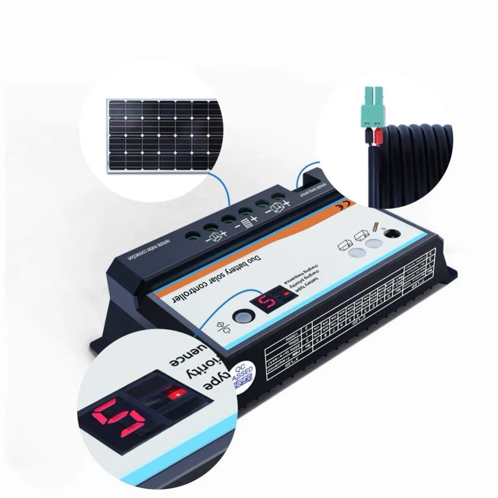 PWM Dual Battery Solar Charge Controller 12V 24V Auto 10A RVs Caravans Bus Boats PWM Dual Battery Solar Charge Controller 12V 24V Auto 10A RVs Caravans Bus Boats