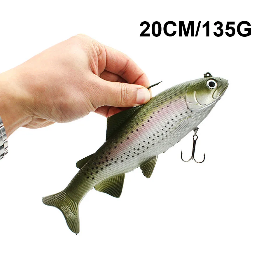 WALK FISH 20cm 30cm Simulation Soft Fishing Lure Sea Boat 3D Eyes Fishing Artificial Baits with Treble Hook and Single hook - Цвет: 20cm