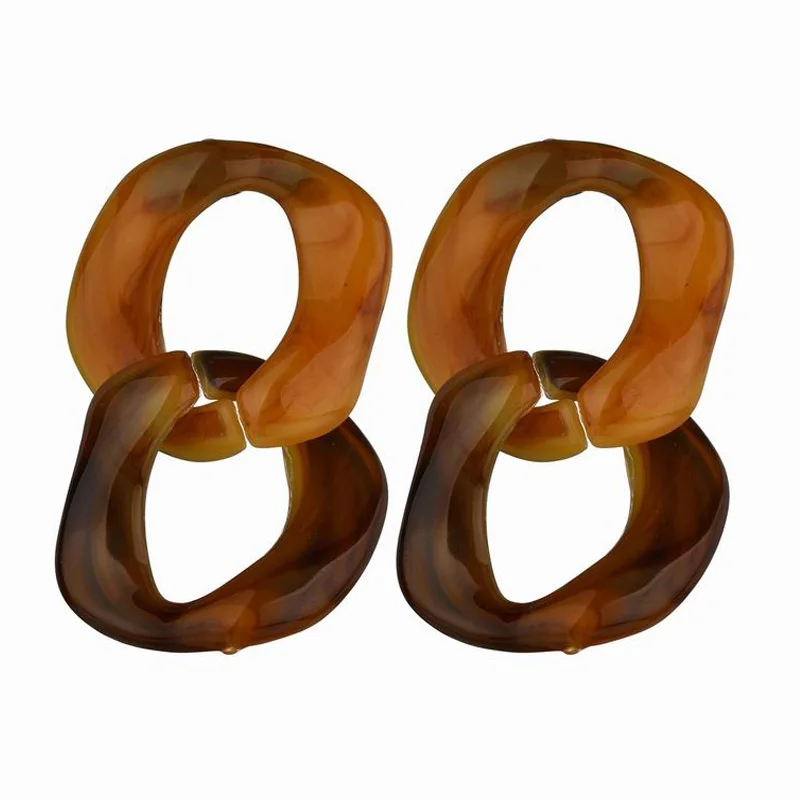 

KobitAce Exaggerated hollow irregular circular acrylic drop earrings Chain shape fashion matching Bohemia for women earrings