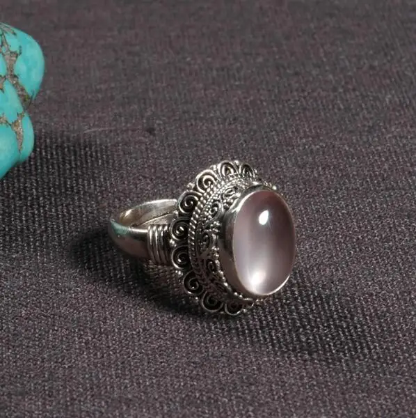 

Resizable Handmade Nepalese 925 Silver Ring Tibetan 925 Sterling Silver Ring Silver Rose Bohemia Ring