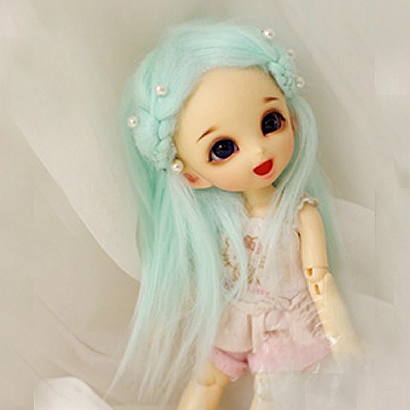 [Wamami] Аква синий шерстяной парик для Ae Pukifee лати 1/8 BJD Dollfie 14 см