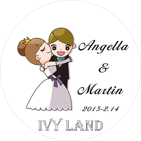 Жених и невеста индивидуальная клейкая наклейка для свадьбы/вечерние, круг 5 см, X239 - Цвет: X205