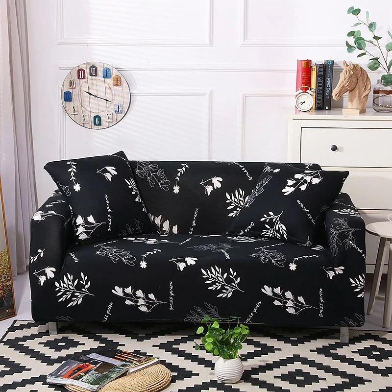 Black Flowers Sofa Slipcovers Tight Wrap Allinclusive Slipresistant