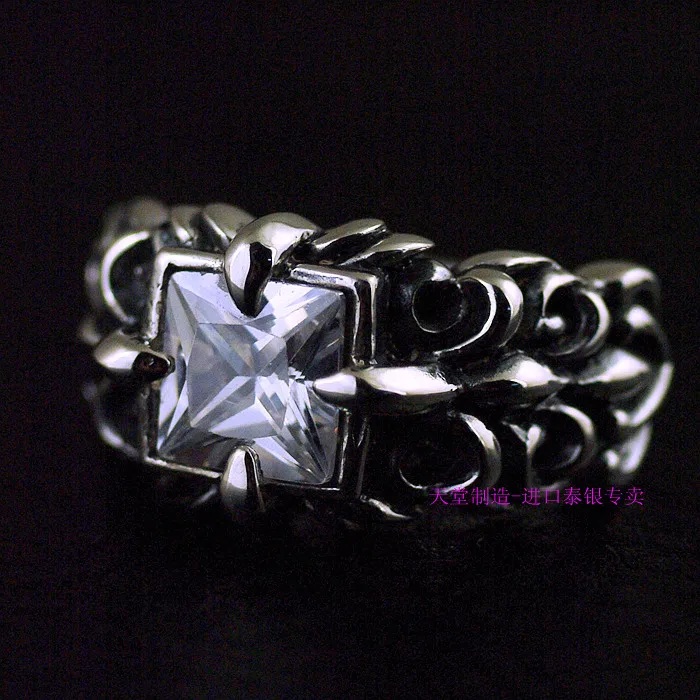 

Thailand jewelry sifang ring surface anchor flower pattern male Thai silver ring