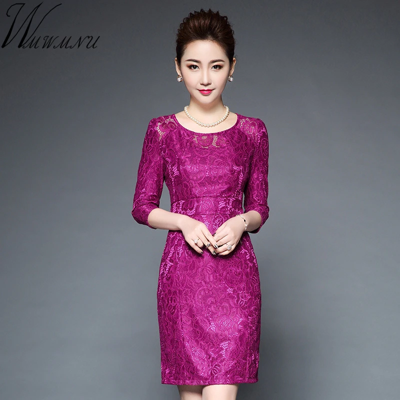 

Wmwmnu 2017 new Autumn Lace Dress office Casual Fashion O-neck Sexy Hollow Out Dresses Women fashion plus size Vestidos