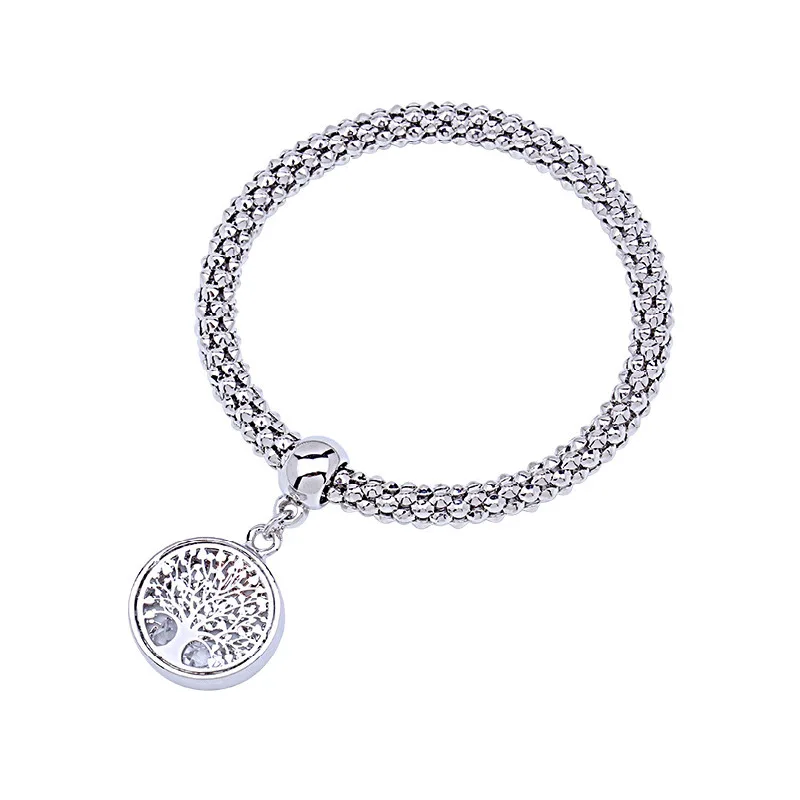 2018 Bracelets For Women Gold And Silver Bracelets Men'S Bracelet On Hand Tricolor Suit Hollowed Out Life Tree Pendant Braceletss Corn Chain B