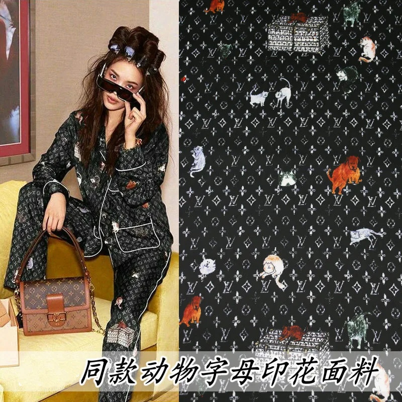 

Drape letter printing skirt clothing fabric handmade cloth diy dress cheongsam shirt pants cloth spring summer new fashion show