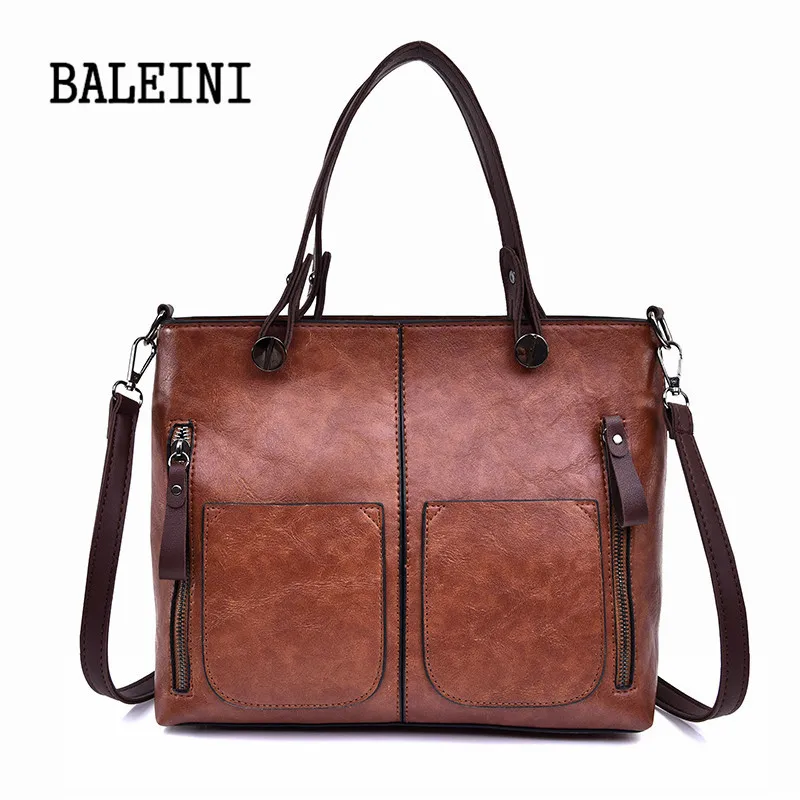 BALEINI Tinkin винтажная женская сумка через плечо Женская Повседневная сумка для ежедневных покупок Универсальная женская сумка высокого качества - Цвет: Светло-коричневый