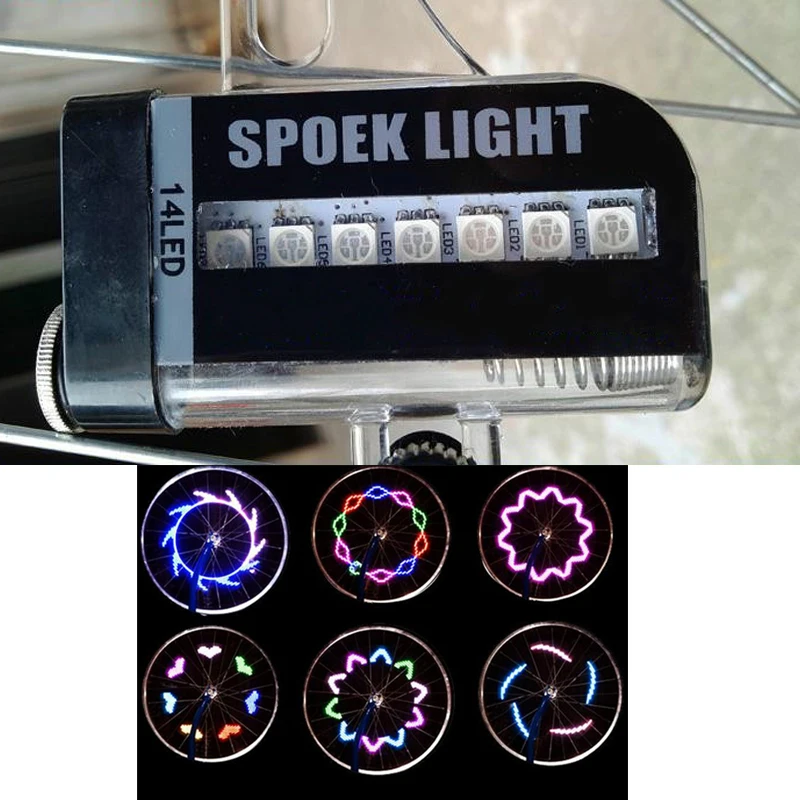 

14 LED Motorcycle Bike Wheel Light Signal Tire Spoke Light Cycling Bicycle 30 Changes 8 Colors Bright Lamp Bike Light 2018 New