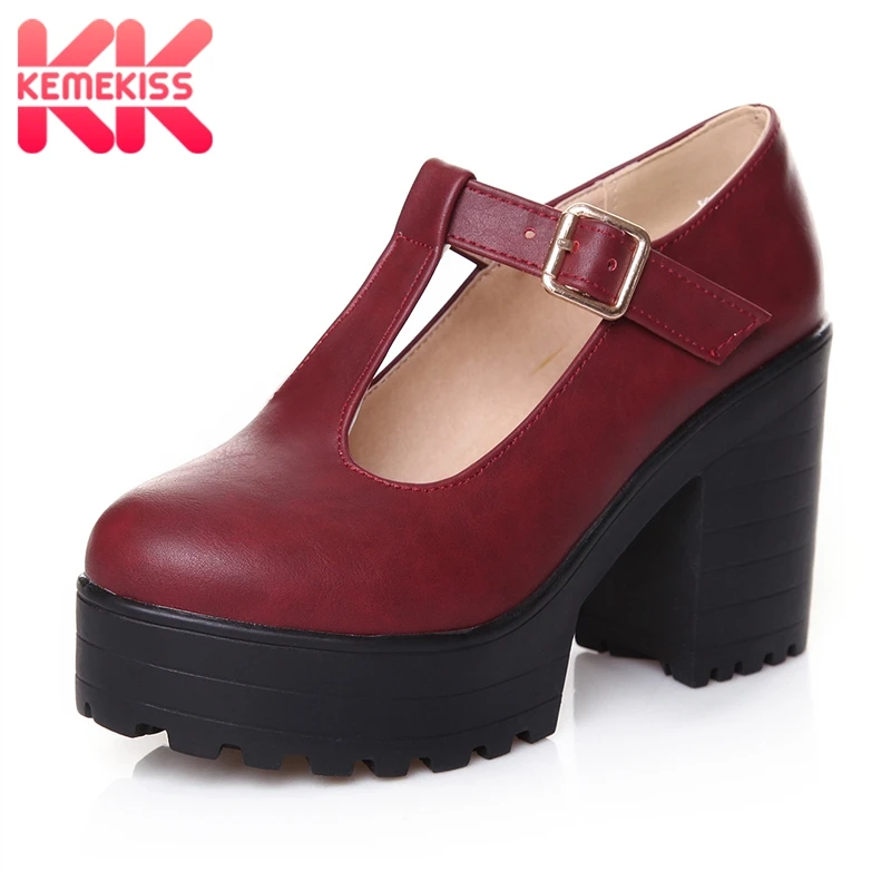 

KemeKiss Big size 34-46 New arrival Autumn winter Shoes woman Ankle boots Female bootie Buckle High heel Platform Retro Cool