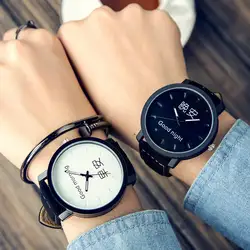 Уникальный любителей моды пара кварцевые наручные часы стрелка Дизайн Прохладный Для мужчин Для женщин Повседневное часы Мальчики
