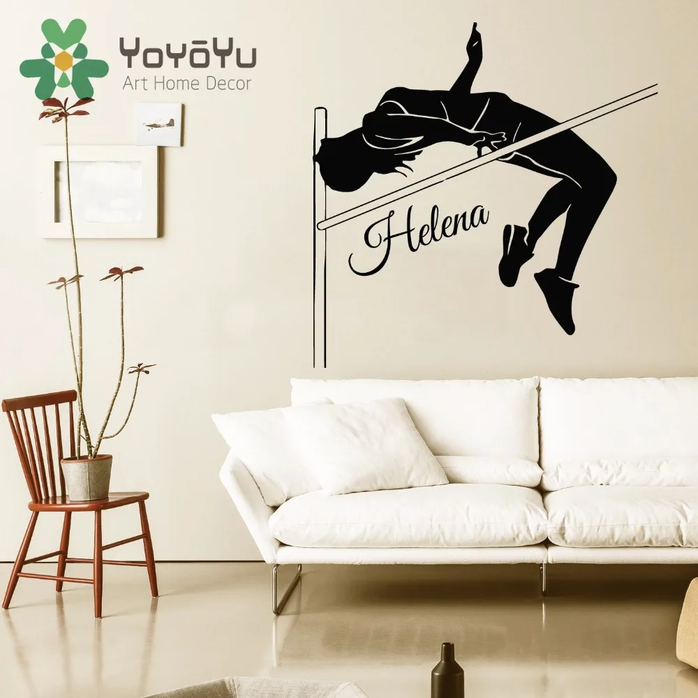 

Name Wall Decal Girl Personalized Name Stickers High Jumper Vinyl Decals Sport Art Mural Home Bedroom Interior Design NY-64