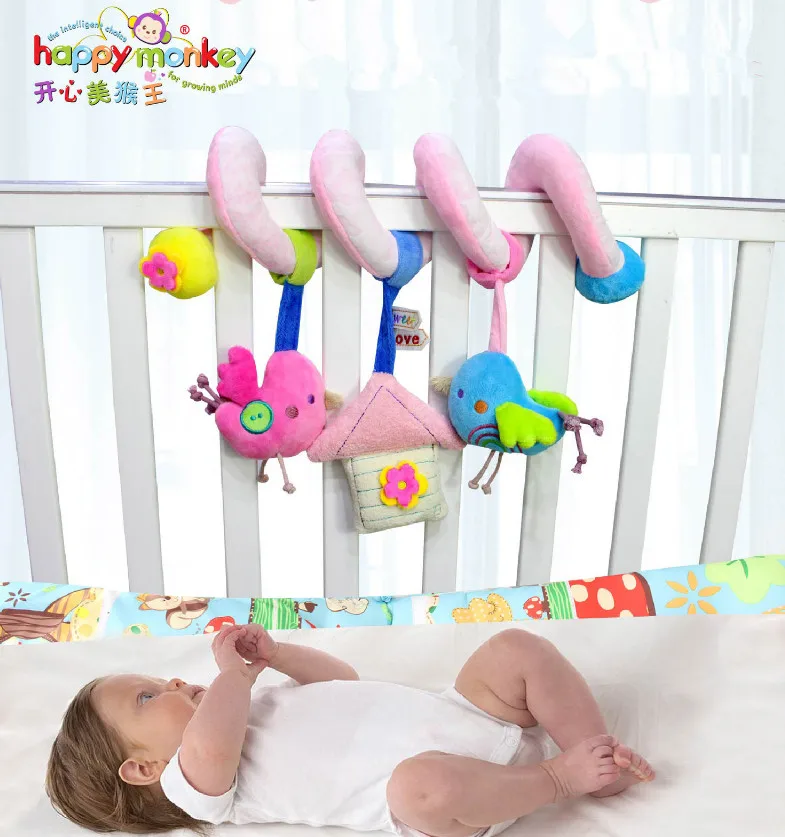 Happy Monkey Infant Toys Baby Crib Revolves Around The Bed Stroller