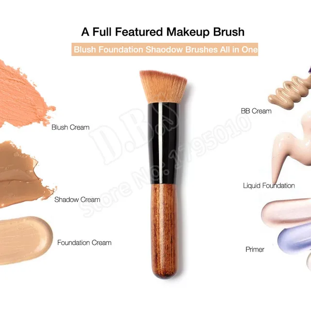 Pro Single Flat Top Liquid Foundation Brush Synthetic Blending Cosmetic