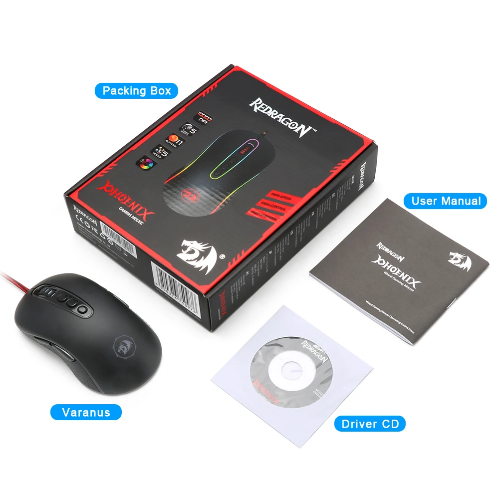 Redragon PHOENIX M702 2 USB игровая мышь Проводная 10000 dpi 11 кнопок эргономичный дизайн для