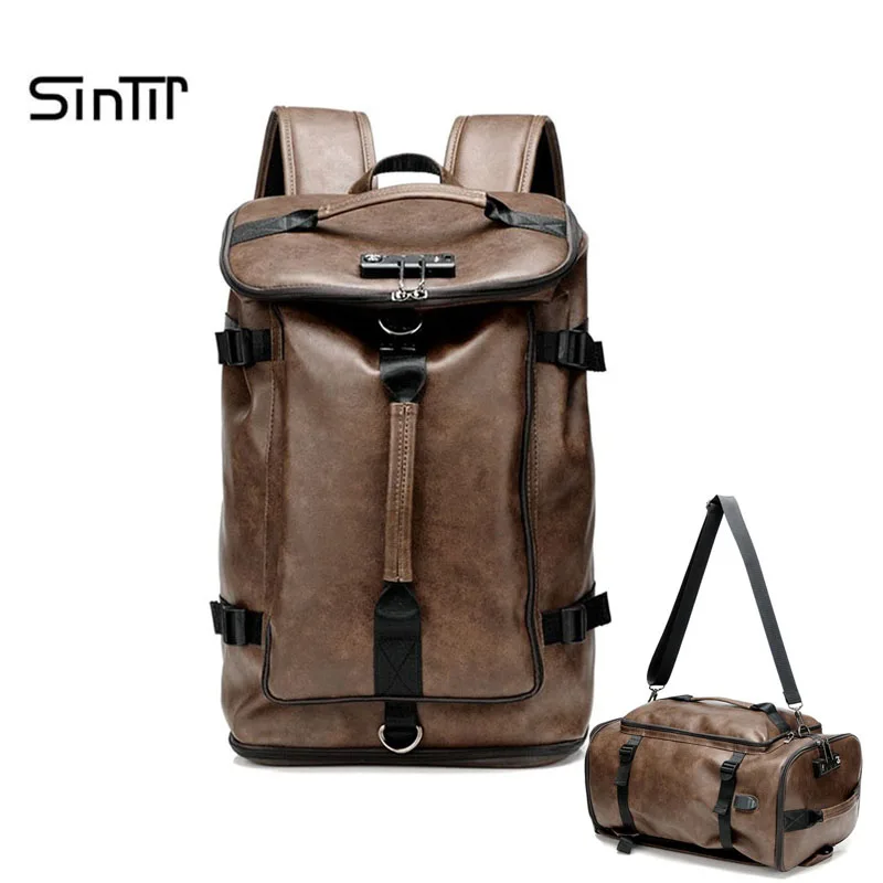 

Anti-theft Designer Men Water Resistant USB Backpack Travel Bags Large Capacity Backpack School Rucksacks Black Leather Back Bag
