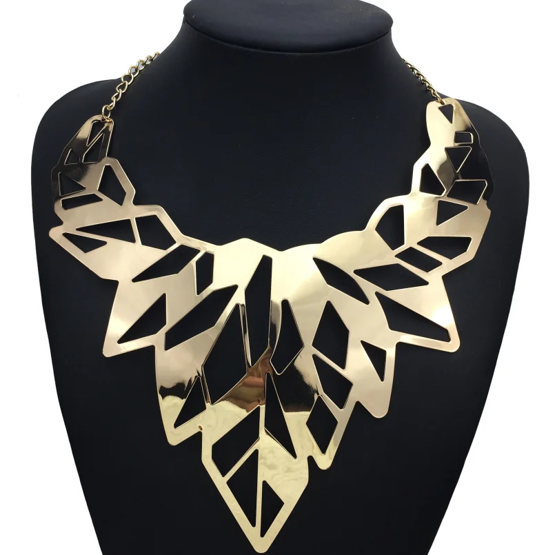 MANILAI Hollow Design Alloy Punk Choker Necklaces Women Collar Big Torques Statement Necklaces Maxi Jewelry Gold Color
