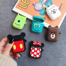 Cute Cartoon Bluetooth Wireless Earphone Cover For AirPods Protective Case Soft Silicone for Apple Airpods Headset Charging Bag