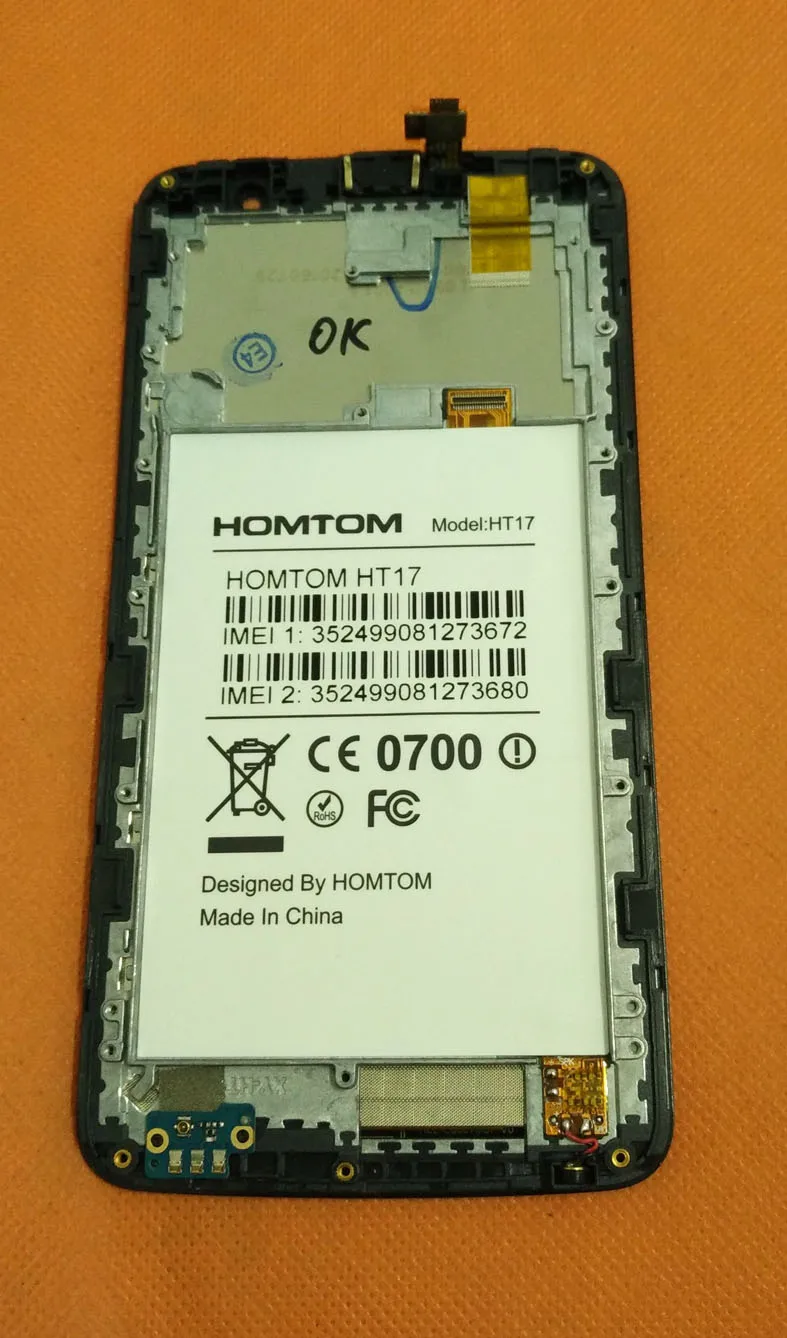 Б/у ЖК-дисплей+ сенсорный экран дигитайзер+ рамка для HOMTOM HT17 MTK6737 четырехъядерный 5," HD 1280x720