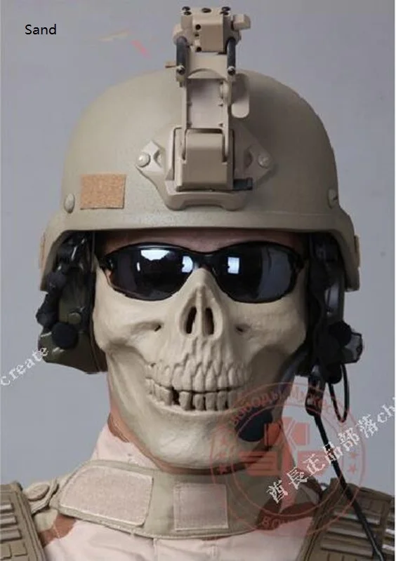 Маски скелетов военный Пейнтбол призрак тактическая Балаклава Хэллоуин Страйкбол Череп армии съемки на половину лица маска M03 - Цвет: Sand