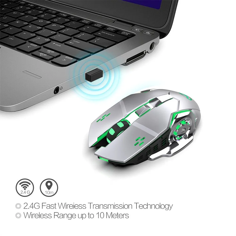 Профессиональная оптическая эргономичная Беспроводная игровая мышь с 5 кнопками+ usb-приемник с подсветкой для компьютера, ноутбука, Прямая поставка 0A