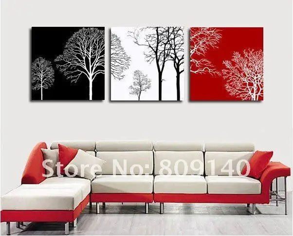 Free Shipping Decoration Oil Painting Canvas Abstract Tree Black Free Shipping Decoration Oil Painting Canvas Abstract Tree Black White Red Theme High Quality Handmade Home