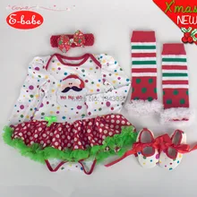 E-babe&/ ; Рождественский костюм для маленьких девочек детский комбинезон Год Вечерние Повседневная одежда платье-комбинезон, повязка на голову+ носки+ обувь