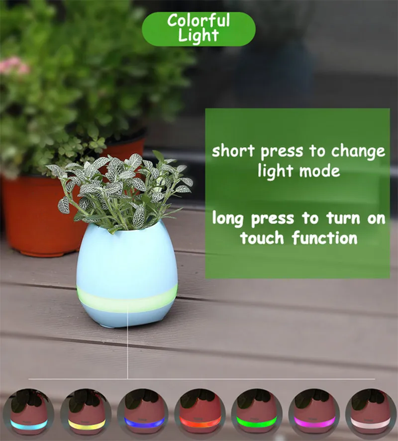 Смарт Bluetooth музыка цветочные горшки динамик с светильник Touch растение может спеть несколько песен для украшения дома и офиса