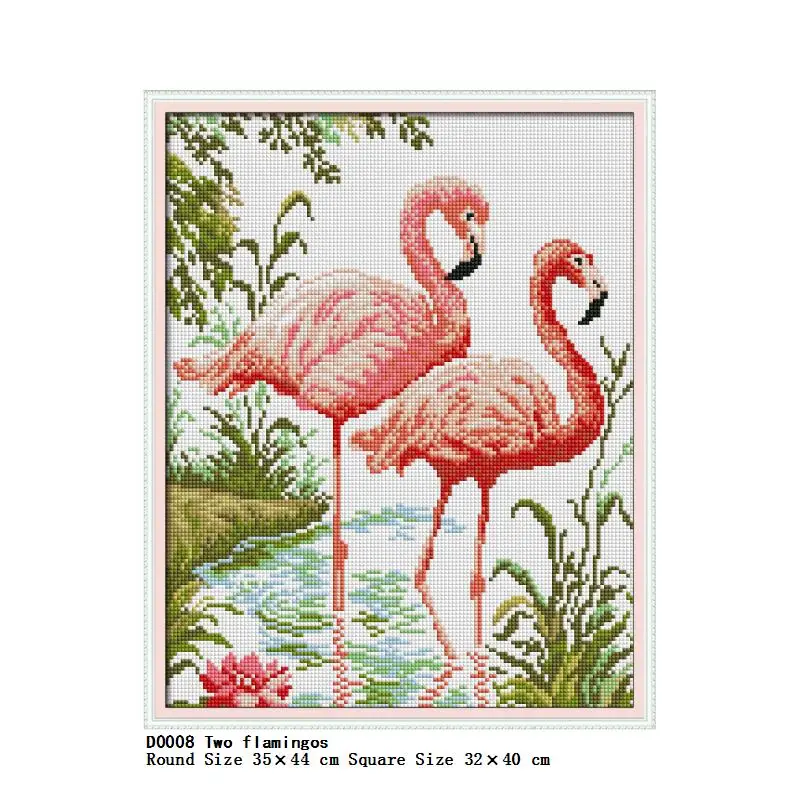 Diy Diamond Painting Two flamingos Rhinestones Accessories Full Round Drill Square Diamant Embroidery Nature Animal | Дом и сад