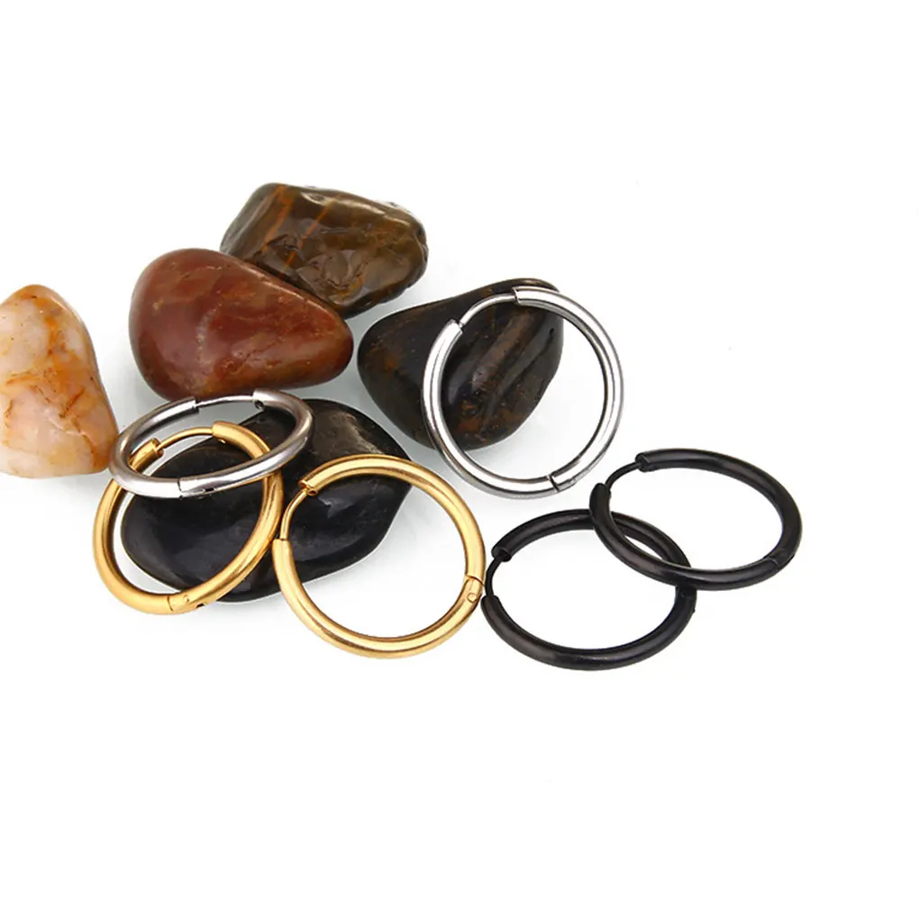 

3 Pair Unisex Round Circle Ear Hoop Titanium Steel Buckle Piercing Earring Men Women Jewelry
