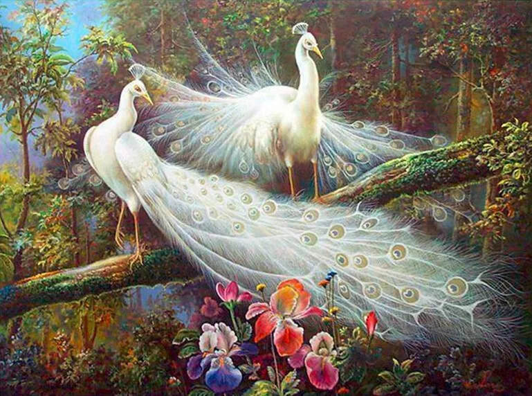 

Needlework full embroidery painting cross stitch animal diy diamond kits stich round peacock