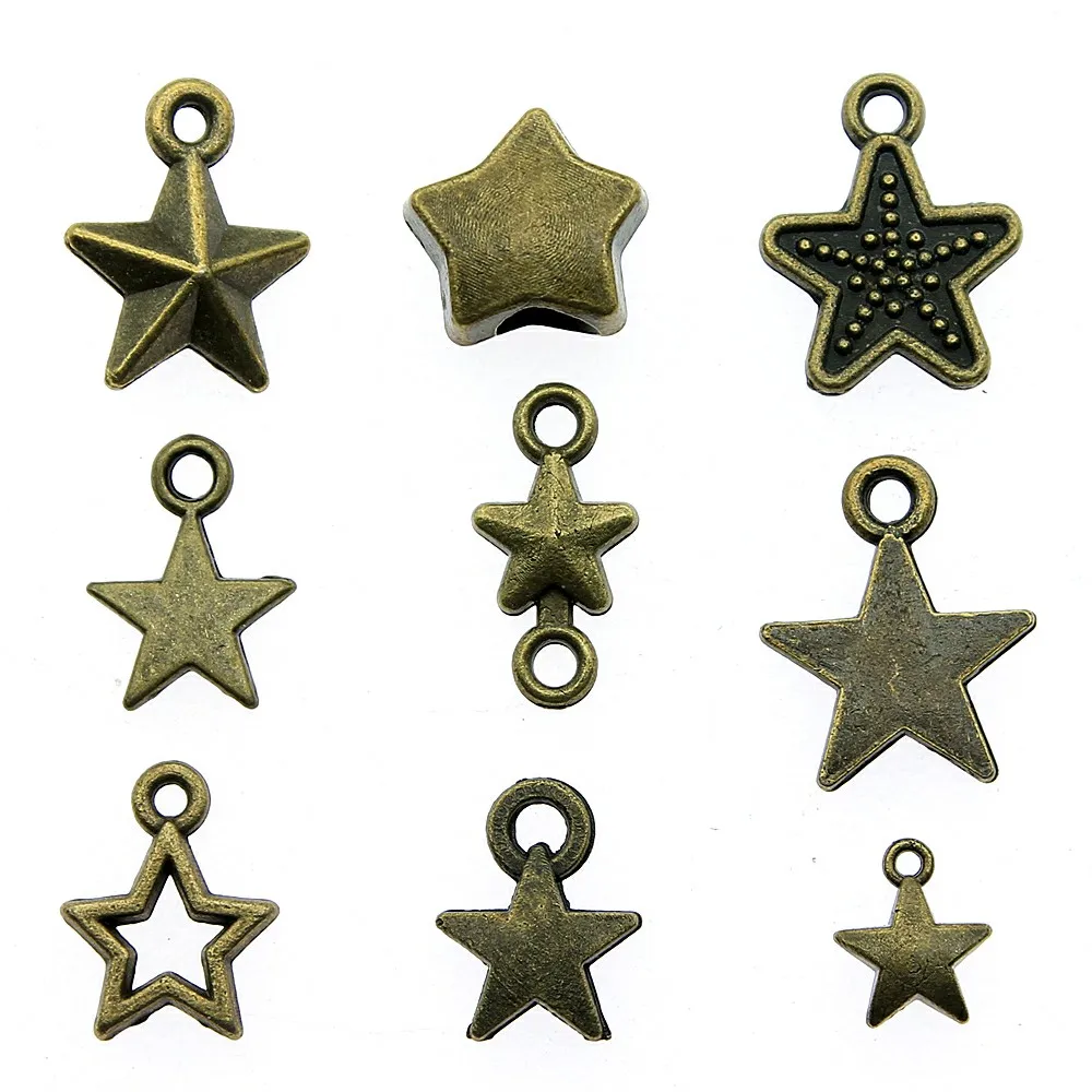 

50%OFF(10 pcs or more) Tiny Stars Charm Antique Bronze Color Stars Charm Pendants For Bracelets Pentagram Charm Making Jewelry