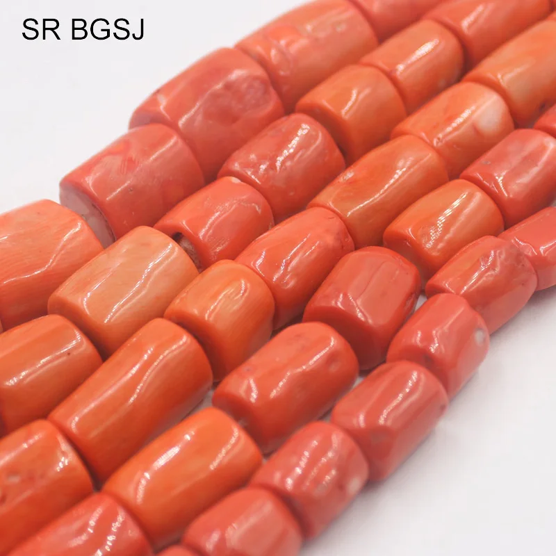 

Free Shipping Select By Size 100% Real Freeform Column Orange Jewelry Making Gems Big Coral Beads 15inch