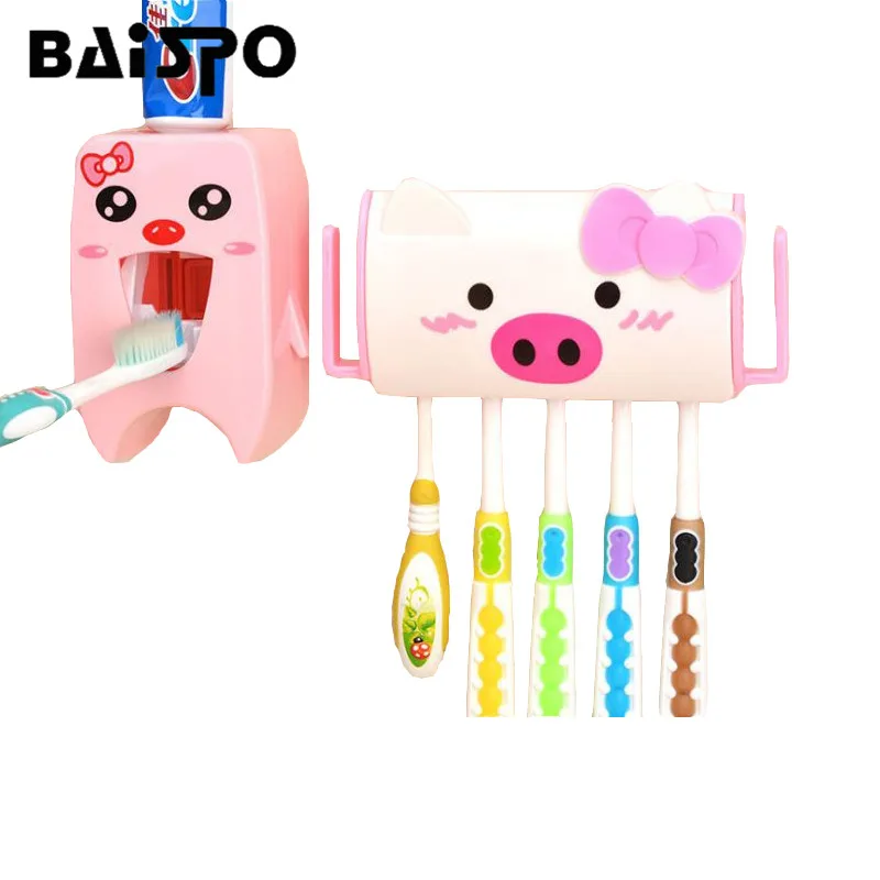 

Multifunctional Cartoon Toothbrush Holder Accessories Suction Hooks Toothpaste Squeezers For Bathroom