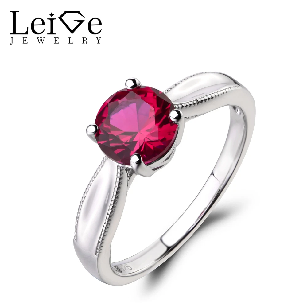 Natural Red Ruby 925 Sterling Silver 3 Carat Round Cut Gemstone Wedding Ring
