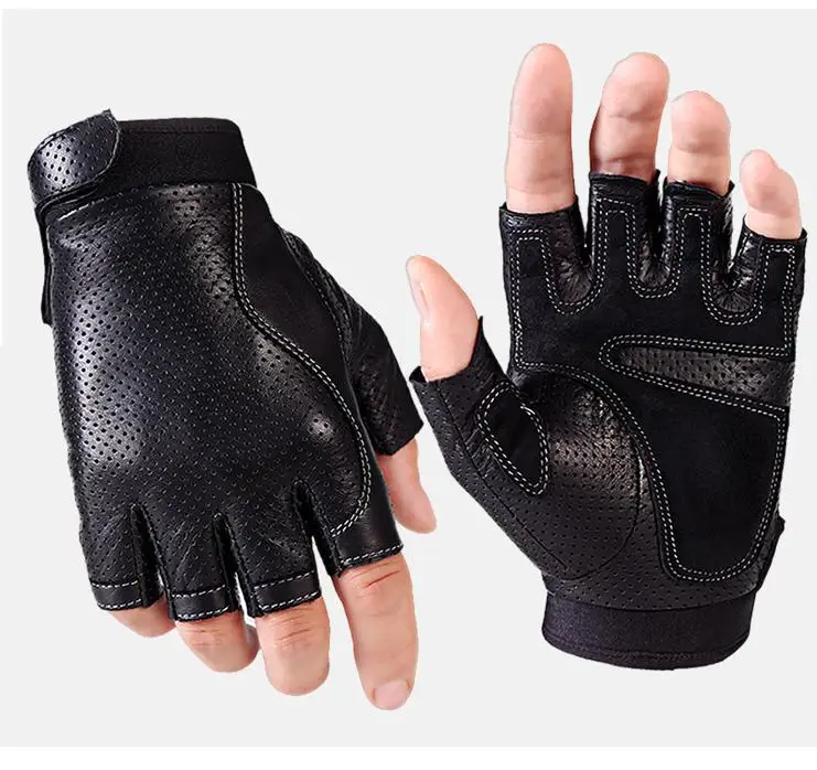 max grip gloves Spring Men Leather Driving Gloves Black Antiskid Fingerless Mittens Sheepskin Tactical Gloves Outdoor Fitness Dance Glove AGC005 best mens mittens