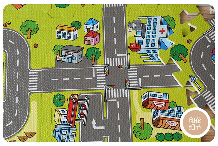 JIMITU 9 шт. детская головоломка вспененный этилвинилацетат игровой ковер для пола городской дороги образования Блокировка плитки дорожного