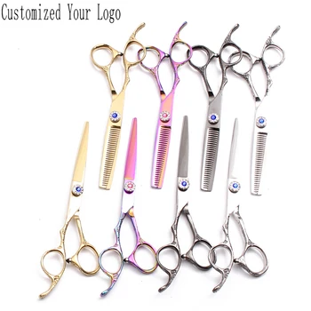 

Left-Hand 5.5" 440C Customize Brand Hair Scissors Regular Scissors Hair Thinning Shears Professional Hairdressing Scissors C8002