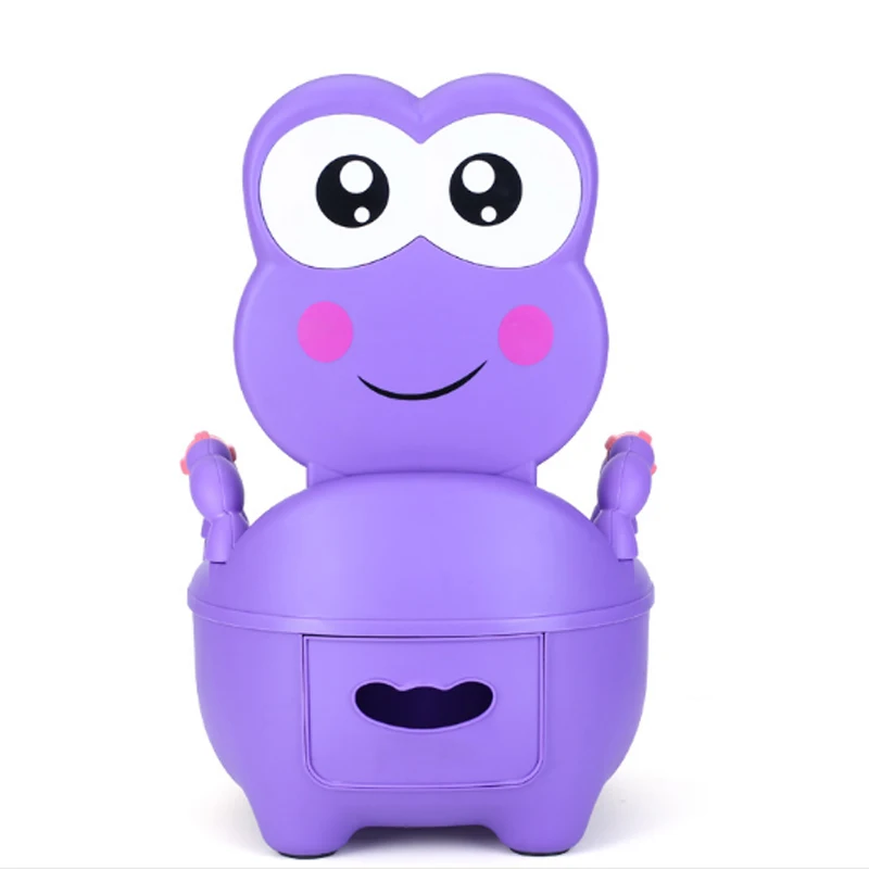 Удобный портативный горшок для маленьких мальчиков и девочек с мультяшным горшочком, милый ящик лягушки, учебный горшок, детский туалет для девочек - Цвет: purple