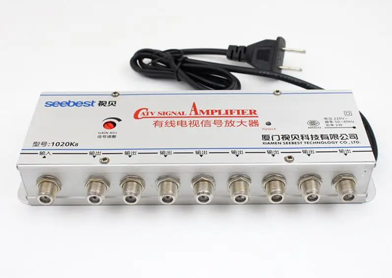 AC 220V EU PLUG 8 way 20db CA tv VCR ТВ антенна усилитель сигнала разветвитель 1 в 8 OUT