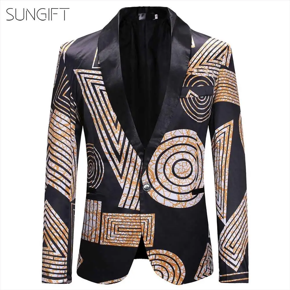 SUNGIFT Африканский Мужской Топ с длинным рукавом Дашики пуговицы геометрический