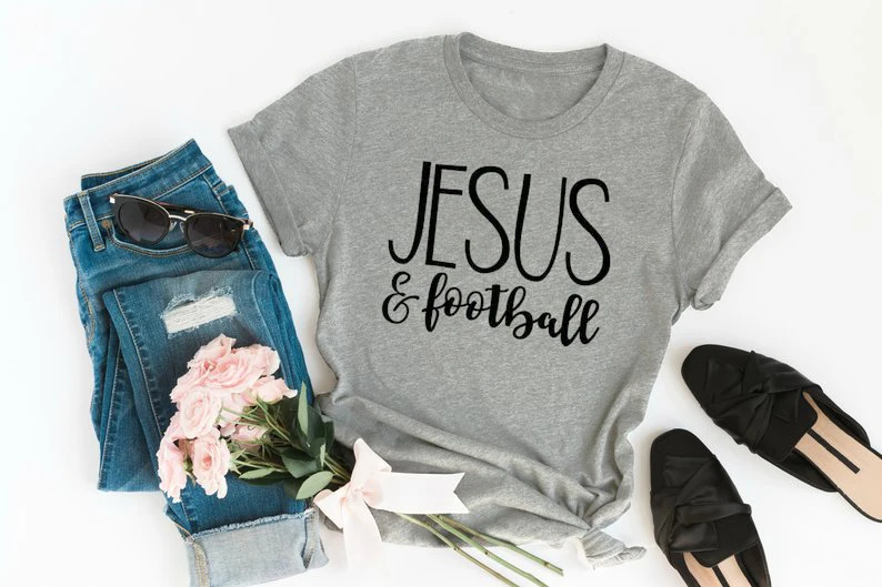Jesus & Football T Shirt Hipster Stylish Football is my Favorite Season Tee Football Mom Gift 