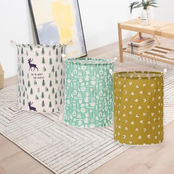 

Folding Dirty Laundry Storage Basket Organizer with Handle Cotton Fabric Damp-proof Box for Pouch Kid Holder Bucket Clothes Home