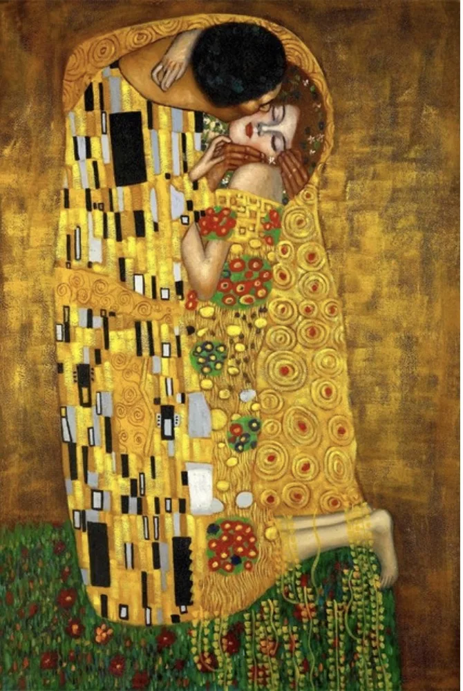 

Custom Canvas Wall Decor Gustav Klimt The Kiss Poster Gustav Klimt Painting Wallpaper Office Wall Stickers The Kiss Mural #1929#