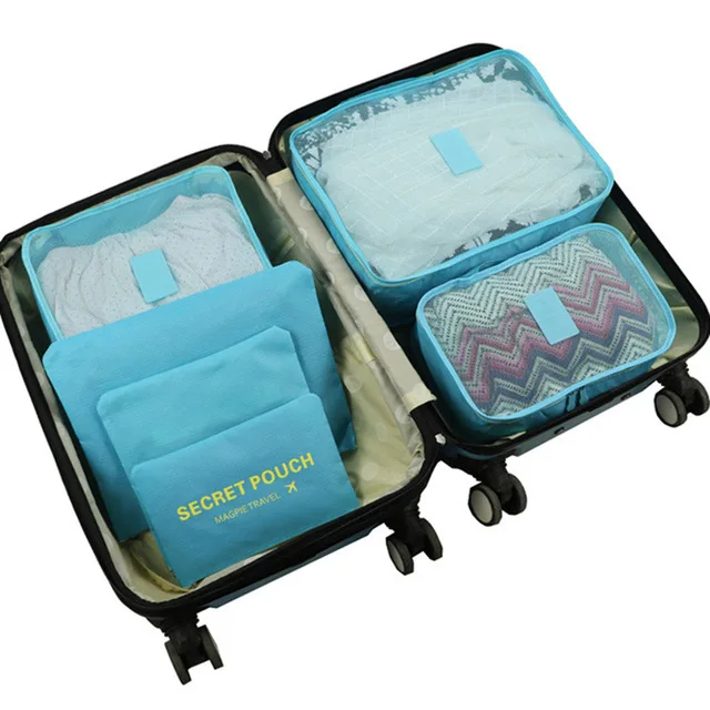 RUPUTIN 6 шт./компл. багаж путешествия Органайзер сумки Водонепроницаемый проекта упаковки косметики, органайзер для сумки для путешествий Одежда Туристические сумки - Цвет: Big Sky blue