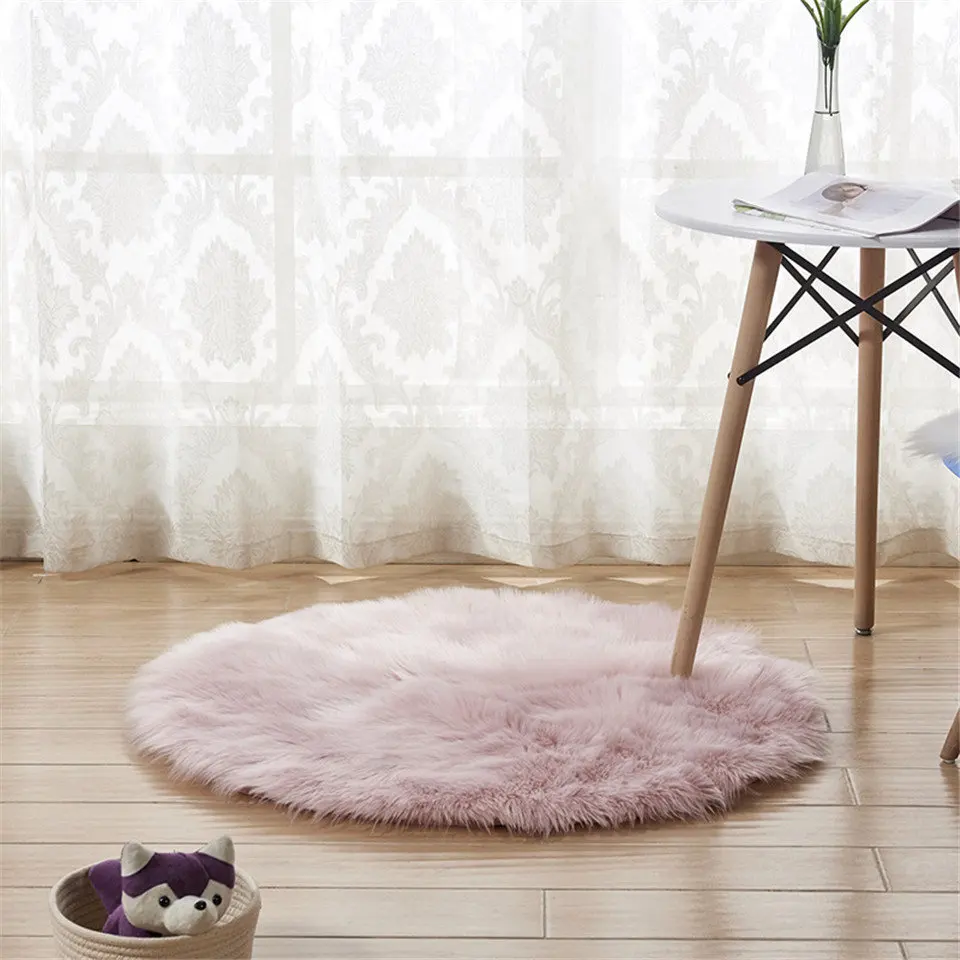 Серый круглый пушистый коврик, ковер на пол, австралийская искусственная шерсть, детская комната, коврик, украшение дома, уют в комнате - Цвет: 9