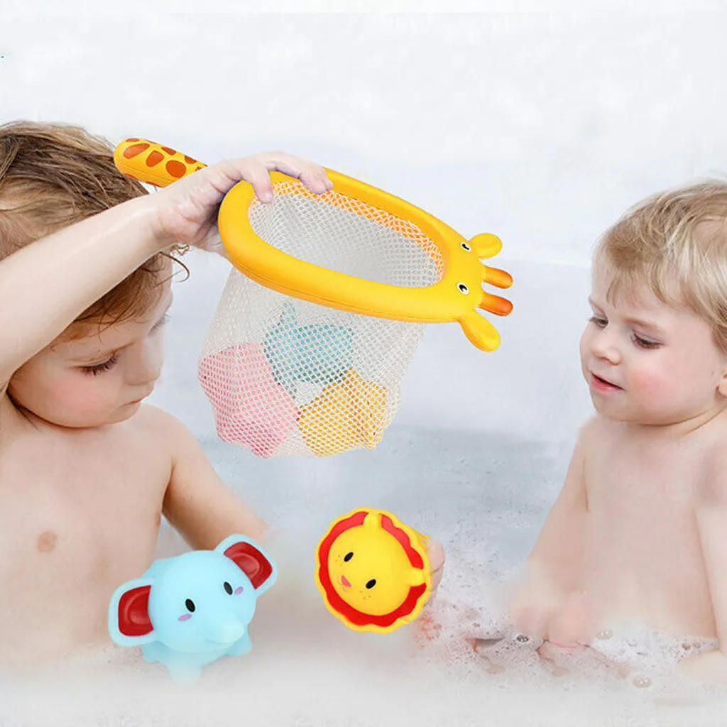 

Bathing Floating Soft Rubber Animals Water Tub Toy Squirts Spoon-Net 1 Set Children's products good-looking Bath toys product
