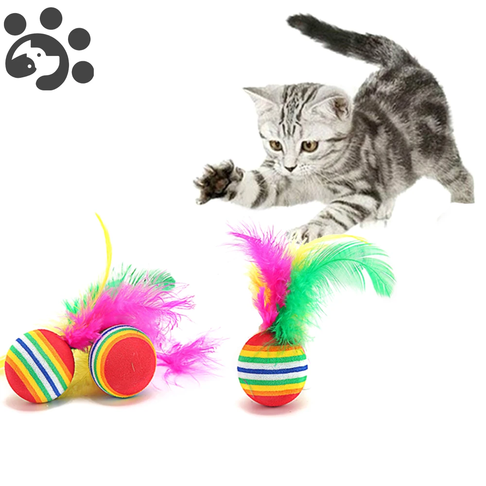 

Cat Toys for Cats Feather Toy Spike Rainbow Ball for Cat Scratcher Kitten Durable Toy for Cat Play Fun Cats Toy Supplies TY0023