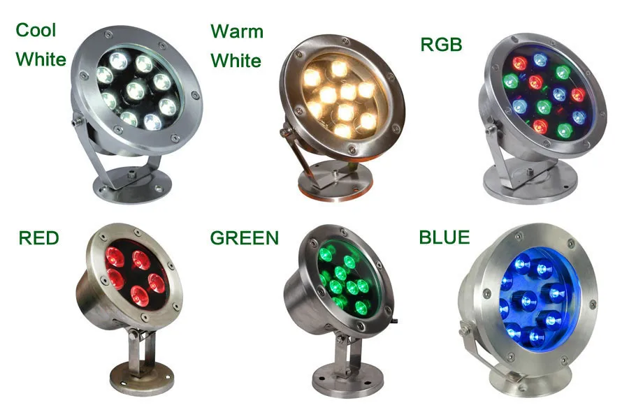 DC 12 В 6 Вт/12 Вт/18 Вт/24 Вт/30 Вт/36 Вт Красный Зеленый Синий IP68 CREE светодиодный прожектор для аквариума, RGB Точечный светильник