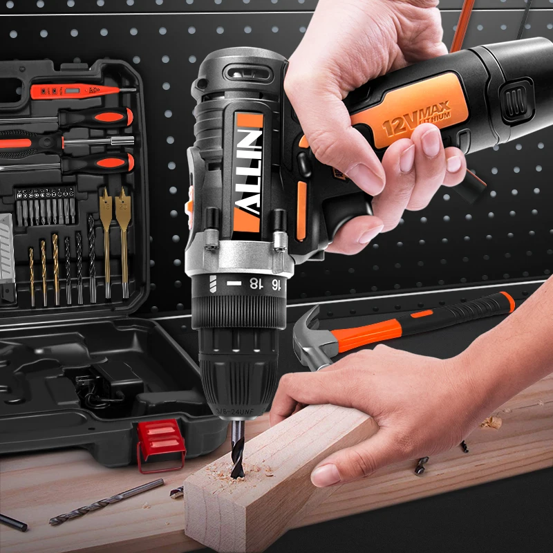 Household electric drill tool set hardware toolbox